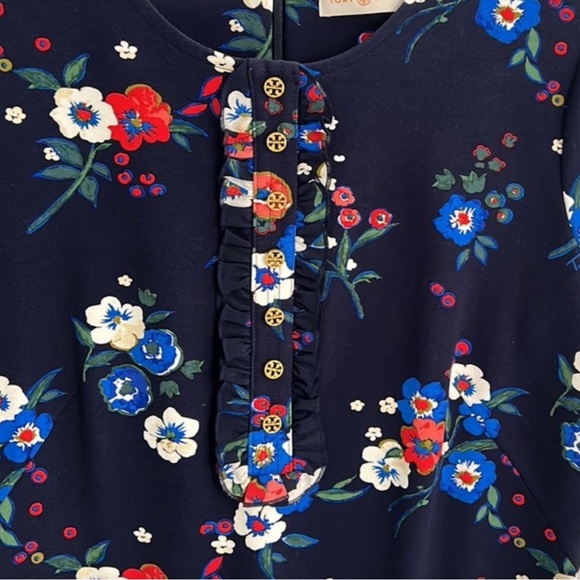 Tory Burch NEW Miranda Short-Sleeve Pansy Bouquet Ponte Shirtdress size XS - Picture 5 of 7